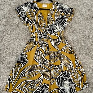 Sienna Sky Mustard and Black Floral Midi Dress